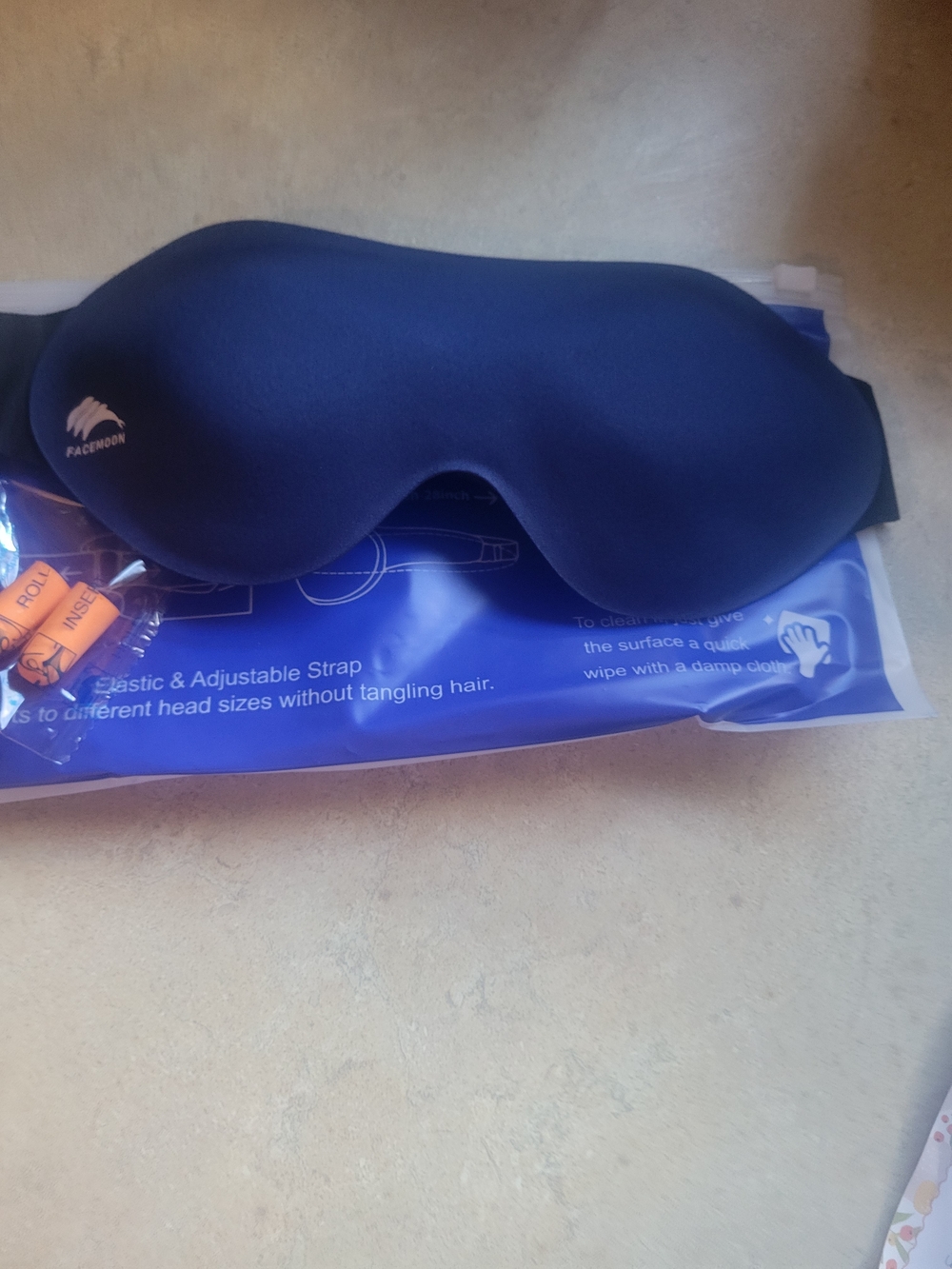 Face Moon Blue Contoured VR Sleep Mask with Adjustable Strap
